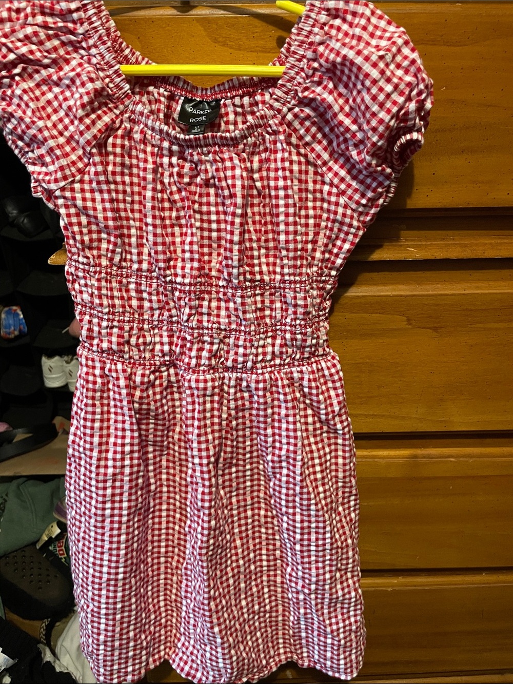 Parker Rose Gingham Mini Dress in Red & White Size Medium